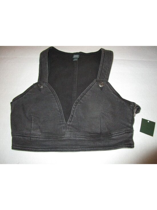 wild fable Tops - Wild Fable Cropped Denim Bralette Vest V-Neck Light Wash Black Women's Small